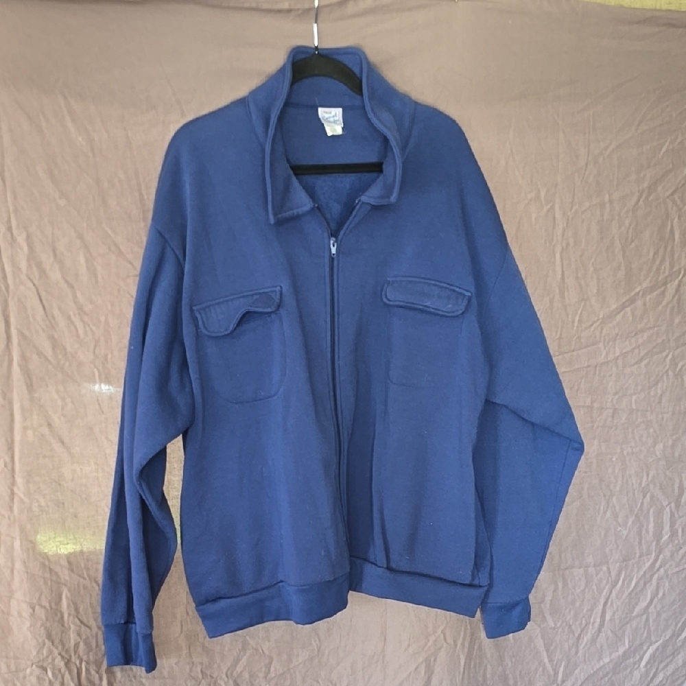 Haband Blue Zip Up Sweater with Relaxed Fit